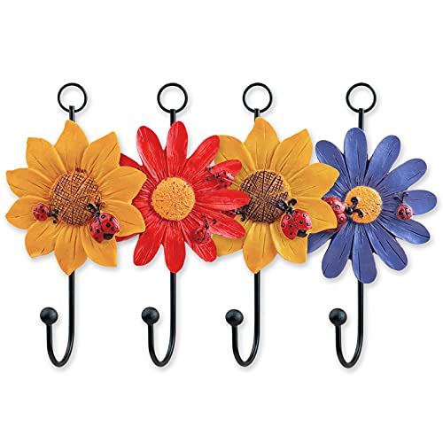 Appendiabiti Da Parete, Set Di 4 Ganci Singoli Da Parete, Stile Vintage Zakka In Metallo E Poliresina, Design Floreale Artistico, Montaggio A Parete D
