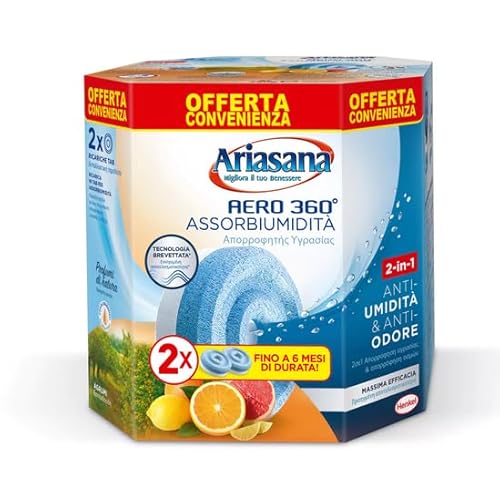 Ariasana Aero 360° Ricarica Tab Agrumi Per Dispositivo Aero 360° Kit, Assorbi Umidità In Tab Profumata Energizzante, Elimina I Cattivi Odori, Aromater