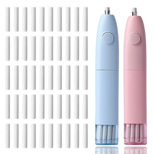 Nizirioo - Set Di Gomme Elettriche Da Cancellare, 2 Pezzi, Gomme Da Cancellare Automatiche, 50 Pezzi, Per Matite Da Disegno, Apprendimento, Ufficio