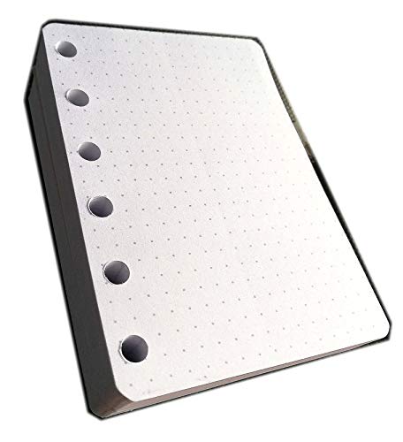 200 Fogli Ricambio Agenda Pocket Mini 6 Anelli A Puntini - Carta Bianca Puntinata