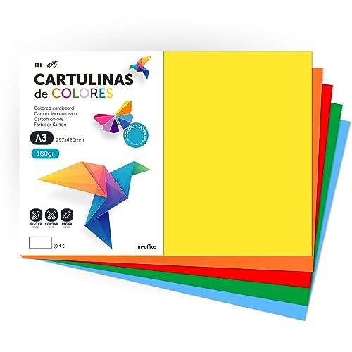 Cartone Colorato, Cartone A3, Fogli Colorati 180 G, Cartoncino Assortito Colori Intensi, Ideale Per Artigianato, Stampa Di Documenti E Disegni Creativ