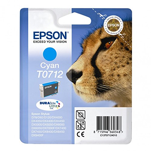 Originale T0712 Ciano Per Epson Stylus D78/D78/D92/Dx 4000 C13T07124012, Capacità: 5, 5Ml