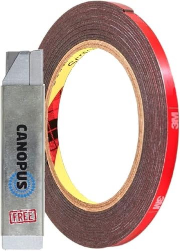 Canopus Nastro Biadesivo Extra Forte, 5952 (6,35Mm X 4,5M), Impermeabile Nastro Di Montaggio, Nastro Biadesivo Sottile Per Striscia Led, Decorazioni P