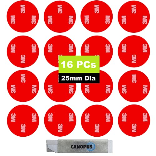 Canopus Tampone Biadesivo Extra Forte, 16 Pz, (Dia - 25Mm), Impermeabile Tampone Adesivo Circolare, Nastro Di Montaggio Per Uso Automobilistico, Inter