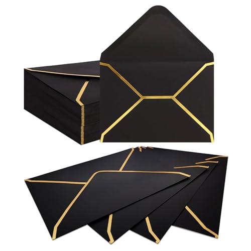 Confezione Da 50 Busta Nera Piccola 13,5 X 18,5 Cm Buste Inviti Compleanno,Buste,50Pz Biglietto Regalo Buste,Buste Per Biglietti Regalo,Busta Nera,Ada