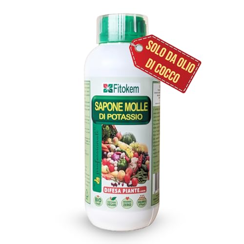 Fitokem - Sapone Molle Potassico Per Piante (1 Litro) Sapone Molle Di Potassio Per Piante, Insetticida Ad Azione Abbattente Contro Afidi, Cocciniglia,
