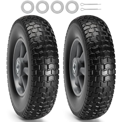 Vevor Ruota Con Pneumatico Run-Flat In Pu Solido, 10", Confezione Da 2, Carico Dinamico 180 Lb, Carico Statico 220 Lb, Pneumatici Tubeless E Ruote Fla