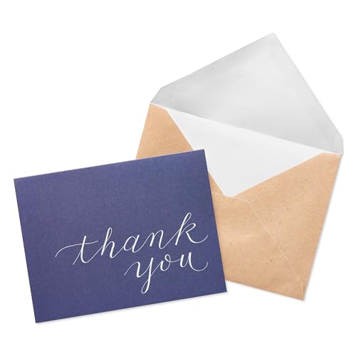 Uk Greetings - Confezione Multipla Di 50 Biglietti Di Ringraziamento Per Lui/Lei/Amiche, Design Blu Navy, Perfetti Per Matrimoni, Baby Shower E Apprez