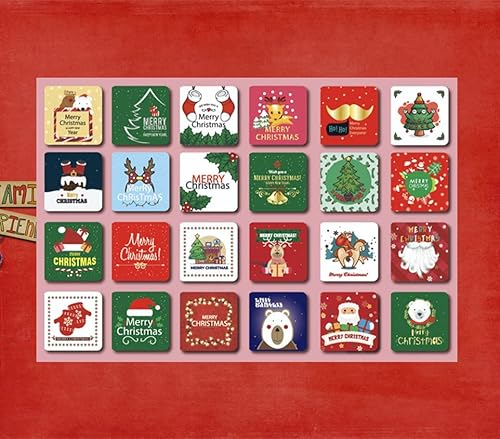 Ruiywen 24 Mini Biglietti Di Auguri Natalizi Biglietti Di Natale In 24 Design Con 24 Buste Per Regali E Benedizioni (7X7Cm, Set A)