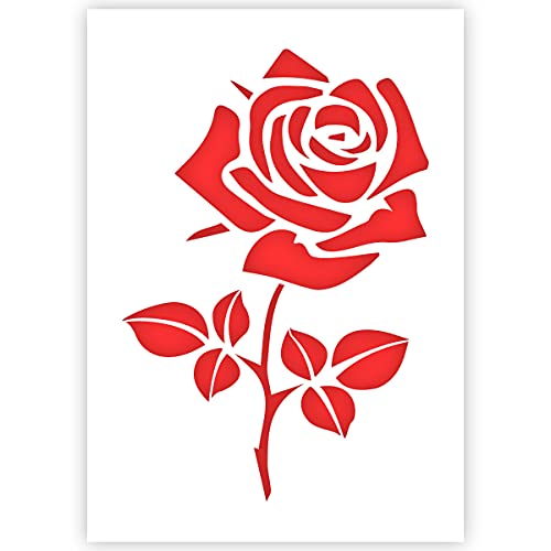 Qbix Stencil Di Rose - Stencil Di Fiori - Ramo Di Fiori - Formato A5 - Stencil Riutilizzabile Per Bambini Fai-Da-Te Adatto Per Pittura, Cottura, Artig