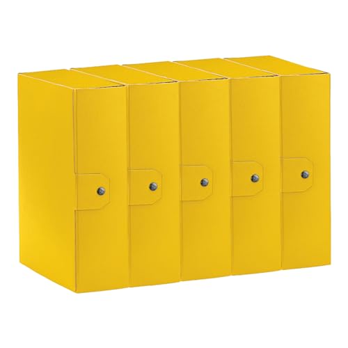 Esselte C30 Eurobox Cartella Progetti Per L'Archiviazione, Chiusura Con Bottone, 25 X 35 Cm, Dorso 10 Cm, Giallo, Confezione Da 5 Pz, 390330090