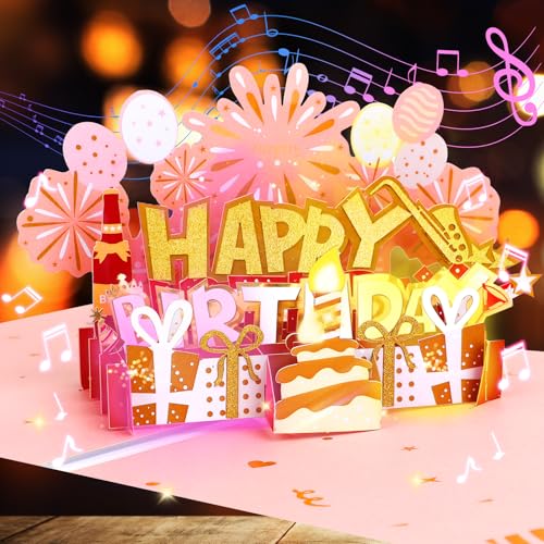 Cardaras Biglietti Di Compleanno Per Donne Pop Up Happy Birthday Card Blowable Led Candle Light E Musica Regali Di Compleanno Per Donne Mamma Figlia N