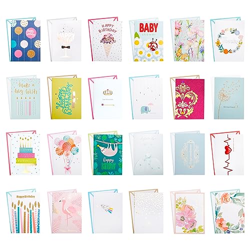 Exerz 24 Biglietti D'Auguri Assortiti Multipack Per Tutte Le Occasioni - Design Individuali - Compleanno, Grazie, Pensiero A Te, Neonato, Anniversario