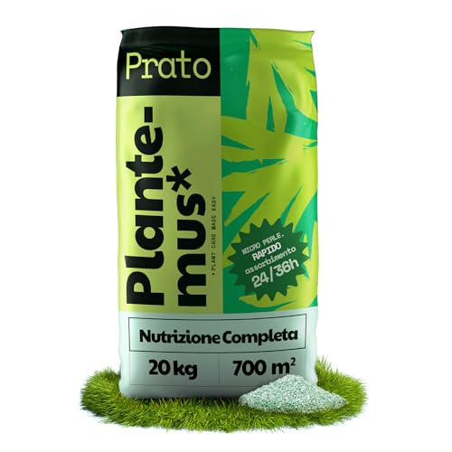 Plantemus Concime Prato Complete. Npk (12-11-18) + Micronutrienti, Verde, Denso E Durevole, Granulare In Perle Ultrasolubili, 20 Kg Copre 700 M²