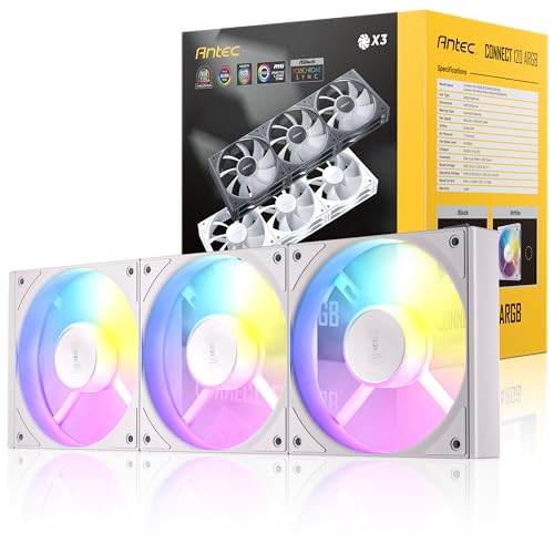Antec Connect 120 Argb C120 Argb White_3Pk - Set Da 3 Pezzi, Colore: Bianco/Rotazione In Avanti