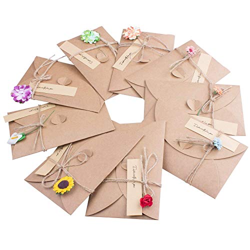 Zarrs Biglietti Di Auguri E Buste, Confezione Multipla Di Biglietti Di Auguri Retrò In Carta Kraft, Vuoti All'Interno, Fatti A Mano, Per Compleanno, N