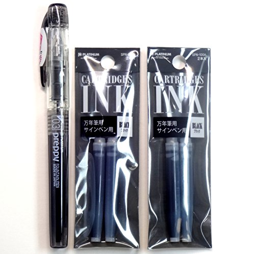 Platinum Penna Stilografica, New Preppy, Pennino Fine, Nero (Psq-300 # 1) + Cartucce Di Inchiostro Spn-100 A # 1 (Black) Set (Japan Import) [Komainu-D