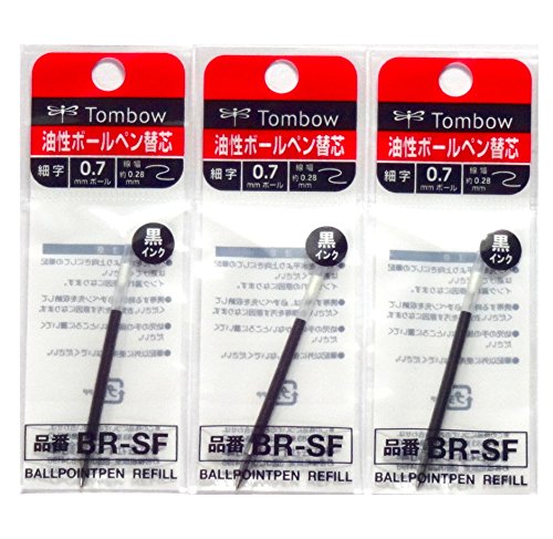 Tombow Br-Sf33 - Ricariche Per Penne A Sfera Airpress (Modello Bc-Ap), Con Inchiostro Nero, Tratto Da 0,7 Mm, 3 Confezioni Per Un Totale Di 3 Pezzi, I
