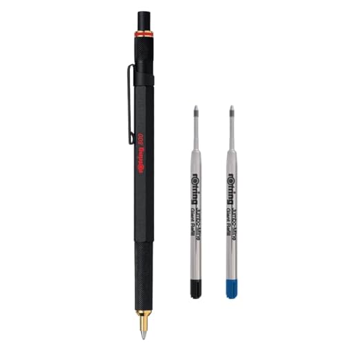 Rotring Set Di Penne A Sfera 800, Punta Media, Inchiostro Nero, Set Da 2 Pezzi