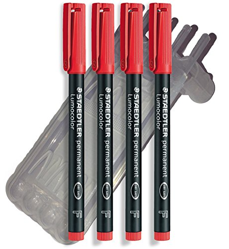 Staedtler Fein Sfera Penna Universale Schermo Penna | Lumocolor Permanent, Staedtler Box, Rosso, 4Er Pack F Spitze