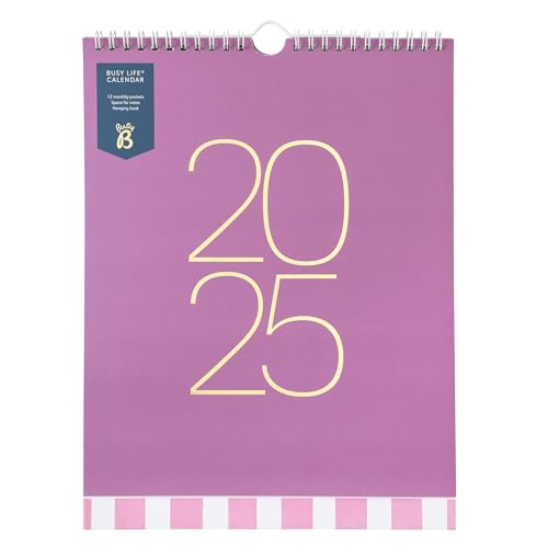 Busy B - Calendario Busy Life - Gennaio A Dicembre 2025 - Fuchsia - Calendario Mensile Con Tasche E Elenchi To Do
