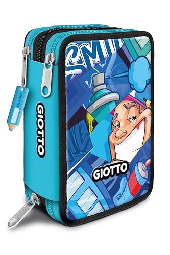 Giotto Astuccio Supermina 3 Zip Young Street Art, Azzurro