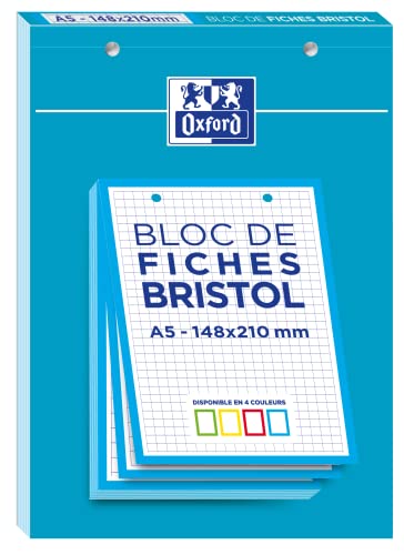 Oxford Blocco Di Fogli Bristol 2.0 Forato, 148 X 210 Mm, Piccole Piastrelle 5 X 5 Mm, 30 Spine, Cornice Blu