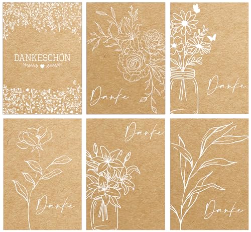 The Lazy Panda Card Company 36 Biglietti Di Ringraziamento Kraft Colorati In Carta Riciclata Con Buste Bianche