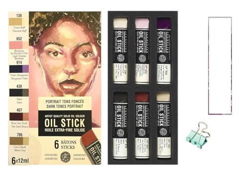 Sennelier Mini Oil Sticks 6 Pezzi. Set Portava Toni Scuri E Mini Pinza