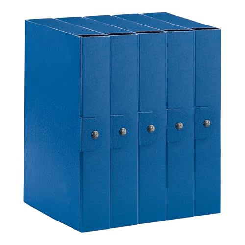 Esselte C26 Eurobox Cartella Progetti Per L'Archiviazione, Chiusura Con Bottone, 25 X 35 Cm, Dorso 6 Cm, Blu, Confezione Da 5 Pz, 390326050