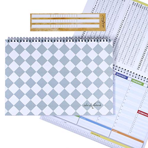Campus Siena White- Planner Settimanale 30X21 - Agenda Planner Da Tavolo Perpetua Con Spirale Metallica