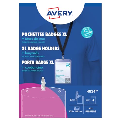 Avery 4834 Kit Badge Formato A6 Con Inserti E Cordoncini