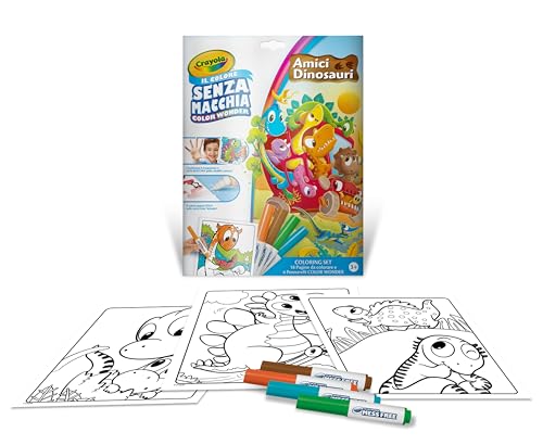 Crayola - Color Wonder, Coloring Set Con 18 Pagine Da Colorare E 4 Pennarelli Senza Macchia, Soggetto Dinosauri, Attività Creativa Per Bambini, Età 3,
