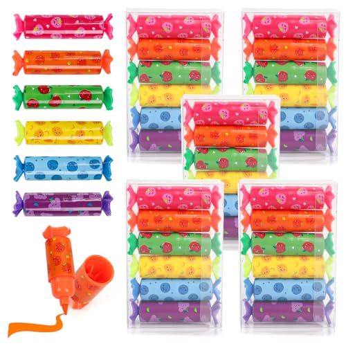 Przrao 30 Pezzi Caramelle Evidenziatori Colorate, Mini Evidenziatori A Forma Di Caramella, Carine Penne Bambin, Evidenziatori A 6 Colori Per Scuola Uf