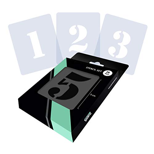Qbix Set Stencil Numeri, Set Stencil Simboli - Carattere Stencil - Altezza Numeri 5 Cm - Stencil Riutilizzabile Per Bambini Fai-Da-Te Adatto Per Pittu