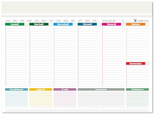 Pubblimania Maxi Planner Settimanale Da Tavolo Per Scrivania (Cm 43X31). Organizer Weekly Planner Agenda Per Ufficio (1 Maxi Planner)