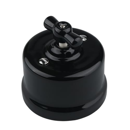 Interruttore Rotativo Per Impianti A Vista, 250 V. Colore: Nero (Ø 65Mm H 40Mm)