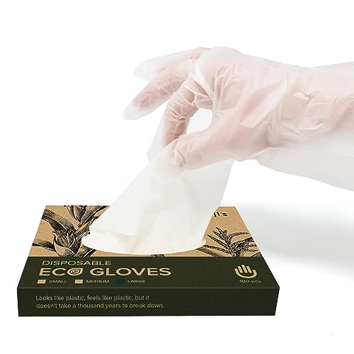Joeji'S Kitchen 100Pcs Eco Friendly Biodegradable Disposable Gloves – Large Size – Non Latex Corn Starch – Compostable And Safe Food Prep Gloves