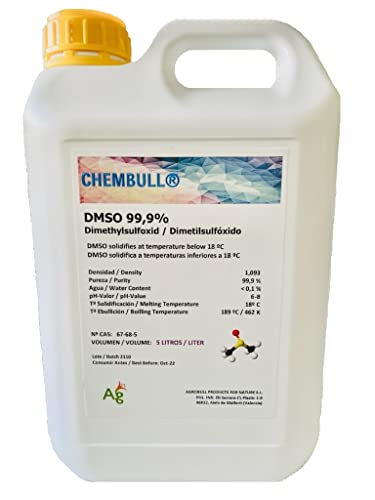 | Agrobull | Dmso 99,9% Puro 5 Litros | Dimetilsolfossido Solvente Chimico Per Vernici, Adesivi, Inchiostro - Trasporto Sostanze Farmaceutiche - Solve