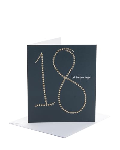 Uk Greetings Biglietto Di Auguri Per Il 18° Compleanno, Per Lui/Lei/Amici, Con Stelle In Lamina D'Oro, Bianco, 159 Mm X 184 Mm