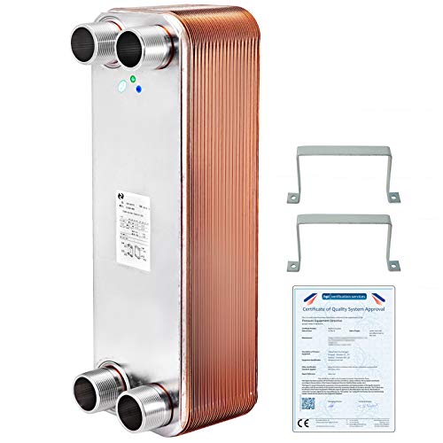Bestequip Scambiatore Di Calore 30 Piastre Scambiatore Di Calore Per Riscaldamento Eatb12 Scambiatore Di Calore Piastre In Acciaio, Argento