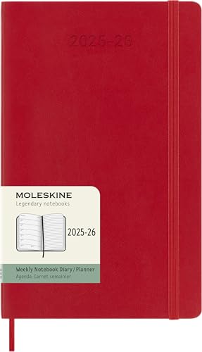 Moleskine Weekly Planner 2025-2026, Agenda Settimanale 18 Mesi Con Spazio Per Note, Copertina Morbida E Chiusura Elastica, Formato Large 13 X 21 Cm, C