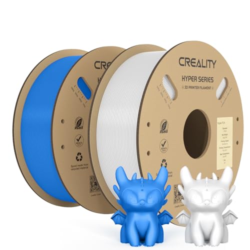 Creality Hyper Pla Filament Bianco+Blu 2Kg, Filamento Per Stampanti 3D Per La Stampa Ad Alta Velocità, Durevole E Liscio, Prestazioni Di Overhang Accu