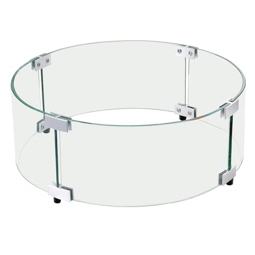 Vevor Paravento Per Braciere, Parafiamma In Vetro Rotondo Da 435 X 170 Mm, Spessore 6 Mm, Parafiamma In Vetro Temperato Trasparente Per Propano, Gas,