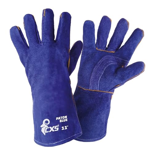 Cxs Paton Blu Guanti In Pelle Rinforzata Perfetti Per Grigliare, Caminetto, Cucinare, Saldare, Lavorare I Metalli, Giardinaggio, Proteggere Le Mani Da
