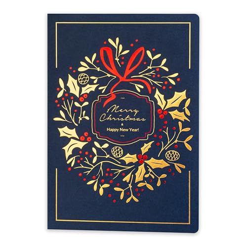Art Nuvo Biglietti Di Natale Esclusivi – Set Di 10 Carte Uguali, 120 X 170 Mm, Prodotti Dorati E Goffrati Di Natale – Realizzati In Carta Per Gioielli