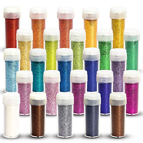 Polvere Glitter Fine, 25 X 10 G (250 G), Set Di Polvere Glitterata Per Bricolage, Carnevale, Decorazioni