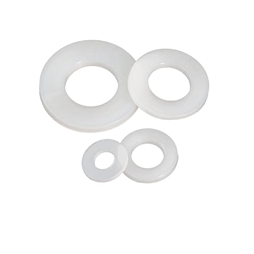 Conpheron Rondelle Plastica Rondella Nylon Bianco Piatte Rondelle M8×14×1.0 Mm,60 Pezzi