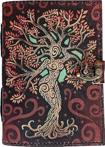 Overdose Mother Of Earth Design Handmade Red Vintage Leather Journal • Deckle Edge Paper, Blank Spell Book Of Shadows Grimoire Journal Talisman Prints