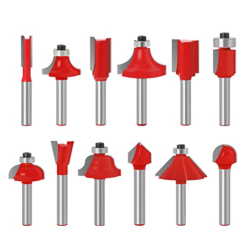 Baorder Set Di 12 Punte Per Fresa Superiori, Codolo Da 6 Mm, In Metallo Duro, Fresa Per La Lavorazione Del Legno, Rifinitura E Scanalature (Include Pu